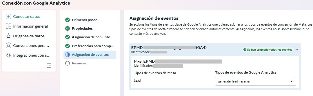 Como conectar Meta Ads con Google Analytics 4 - Paso 8 - Idento