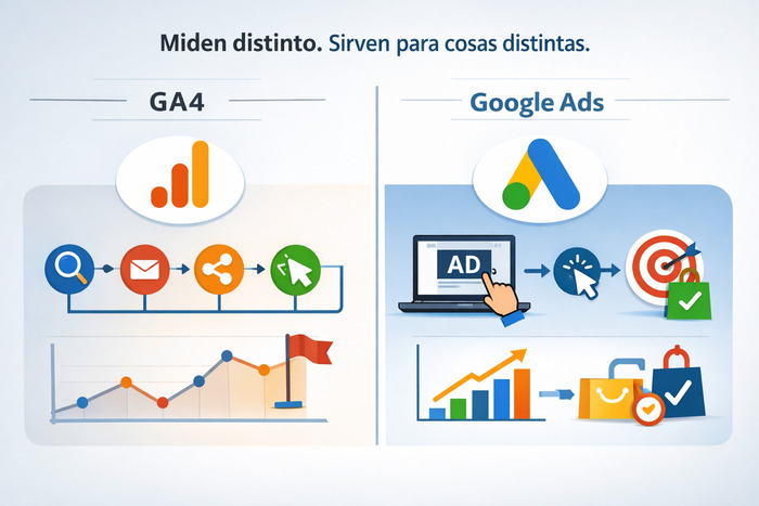 Diferencias en medición de conversiones entre GA4 y Google Ads