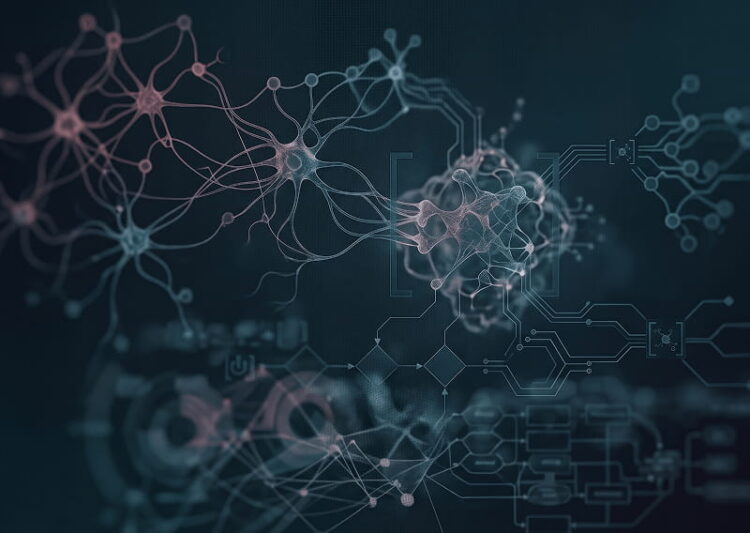 Redes neuronales de inteligencia artificial y automatización de procesos mostrando la optimización de sistemas digitales en la agencia Idento.